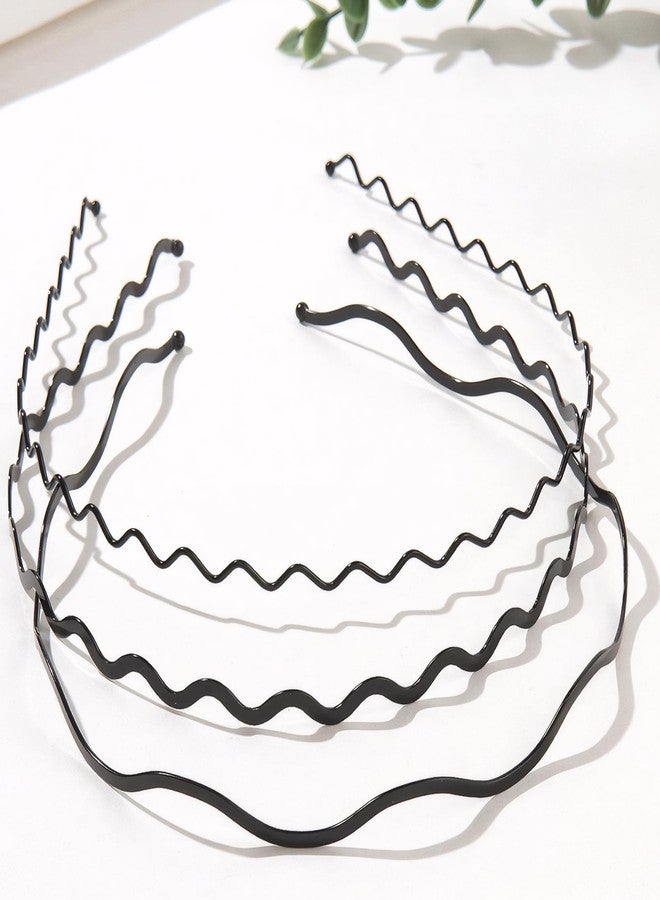 PKRFCJ Silver Headbands for Women 6 PCS,Metal Headband,Wavy Headband Non-slip,Trendy & Comfortable Accessories for Casual & Formal Wear,Black+silver - Image 5